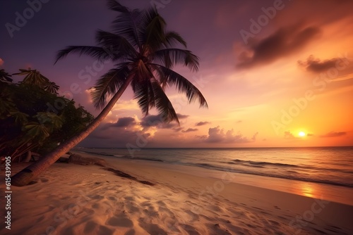 Amazing tropical sunset background  ai generated