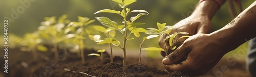 plants in ground that are planted by hands