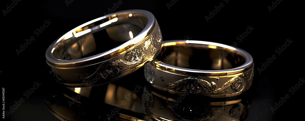 Wedding rings symbolize love and family. generative ai Wedding rings symbolize love and family. generative ai