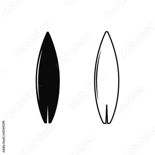 Surfboard icon silhouette and line on white background