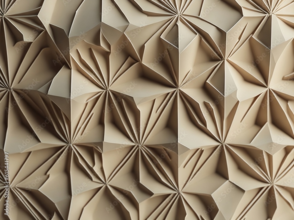 Mesmerizing minimalist beige abstract 3D background with texturized triangles pattern, created with generative AI Mesmerizing minimalist beige abstract 3D background with texturized triangles pattern, created with generative AI