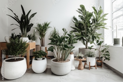 crisp white walls and pops of greenery create a modern space with natural appeal  created with generative ai