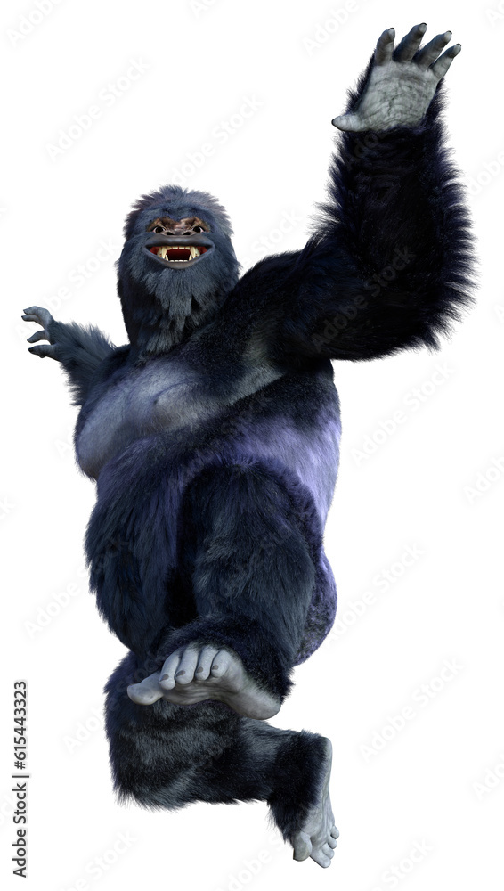 3D Rendering Black Gorilla Ape on White 3D Rendering Black Gorilla Ape on White