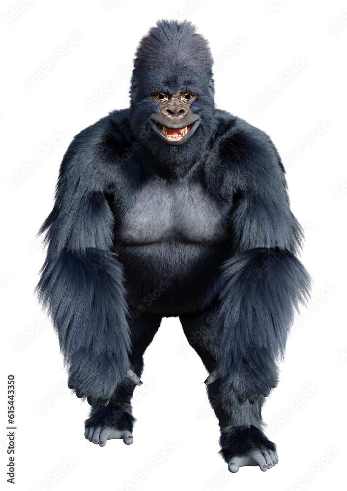3D Rendering Black Gorilla Ape on White 3D Rendering Black Gorilla Ape on White