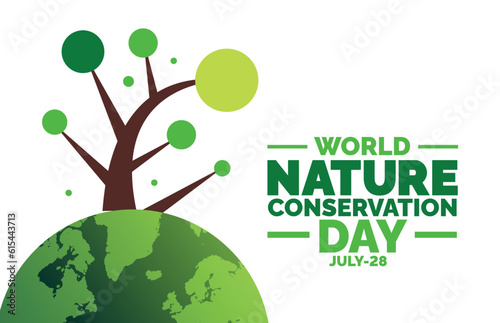 World Nature Conservation Day background, banner, poster and card design template with standard color celebrated in july.