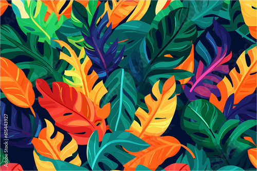 Exotic Foliage Wallpaper  AI-Assisted  Vector available