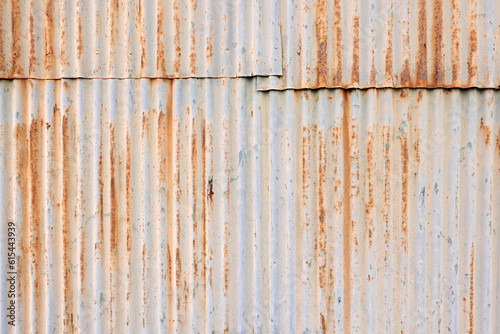 少し錆びた古いトタンの波板で作られた壁
