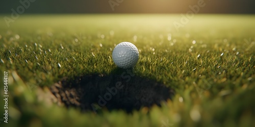 golf player putting golf ball into hole