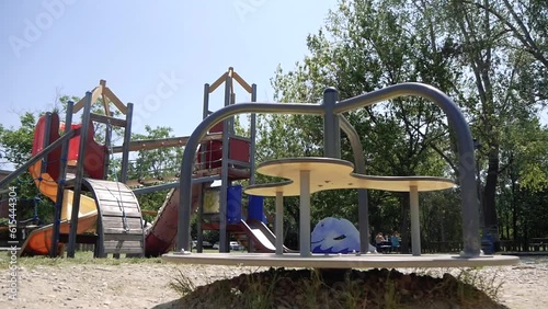 Wallpaper Mural Empty Children's Carousel Spinning in the Playground Torontodigital.ca