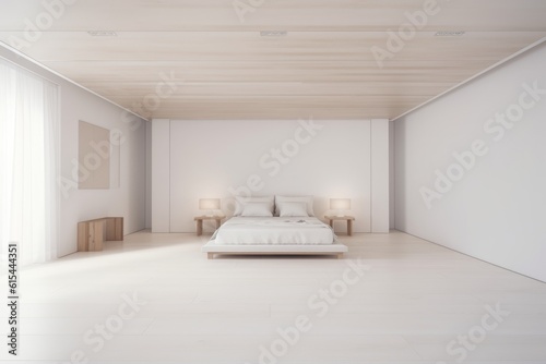 minimalist room with bright and cheery color scheme and clean lines, created with generative ai © Natalia