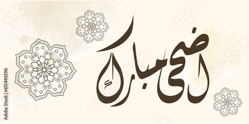 Islamic - Arabic Eid Greeting Card : Adha Mubarak - English Translation : Blessed Sacrifice Feast - Vector- Eps 10
