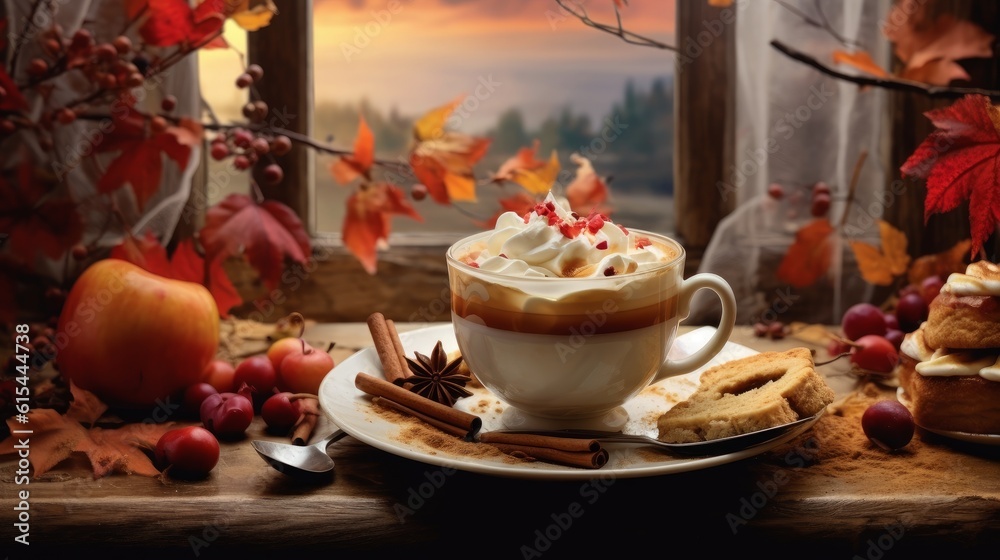 A cup of coffee and dessert, bringing warmth and comfort. AI generated