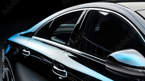 Sleek Elegance: Close-ups of a Tinted Black Car made with Generative AI