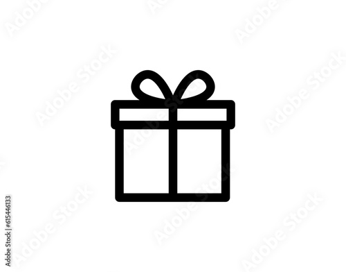 Gift icon. Vector gift box symbol. Birthday present, Christmas gift icon. Gift box black stroke line icon.