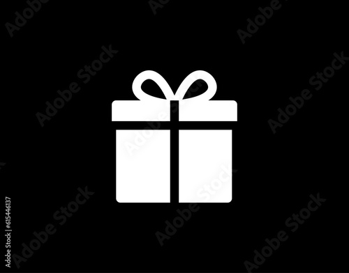 Gift icon. Vector gift box symbol. Birthday present, Christmas gift icon. White gift box icon.