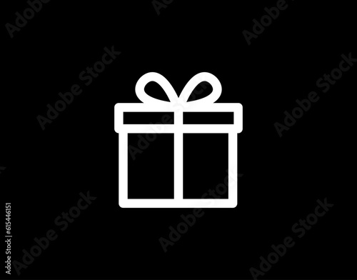 Gift icon. Vector gift box symbol. Birthday present, Christmas gift icon. Gift box white stroke line icon.