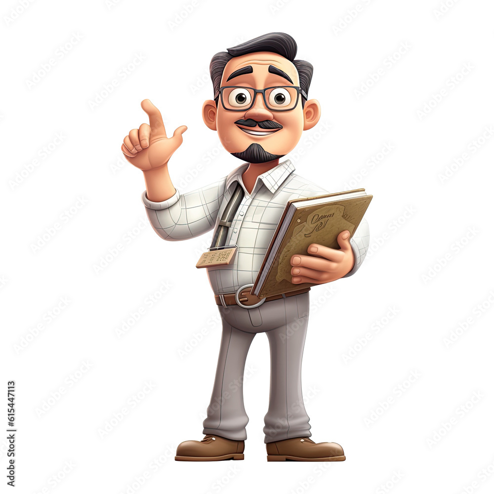 3D Cute cartoon male teacher character on transparent background. Generative AI 3D Cute cartoon male teacher character on transparent background. Generative AI
