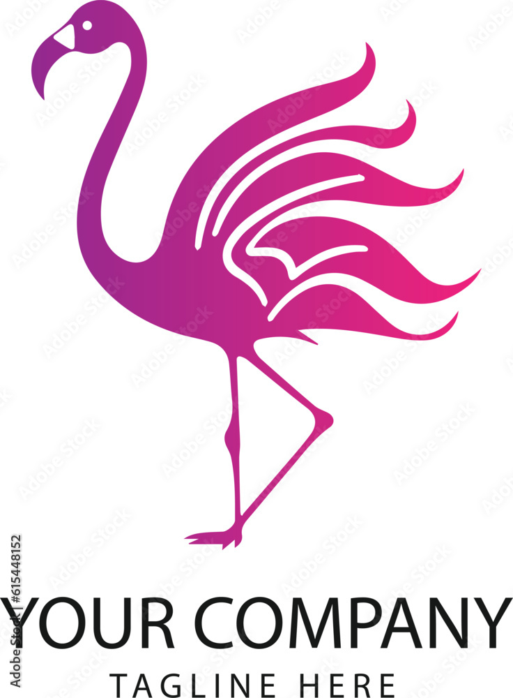 Colorful flamingo logo isolated on white background Colorful flamingo logo isolated on white background