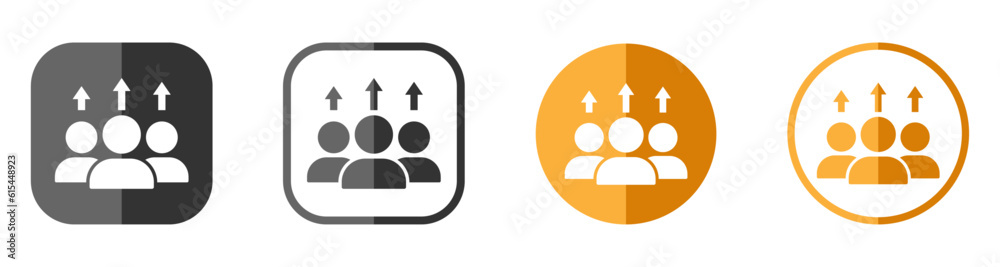 Team growth vector flat icons set. Development signs. Popularity symbol designs Team growth vector flat icons set. Development signs. Popularity symbol designs