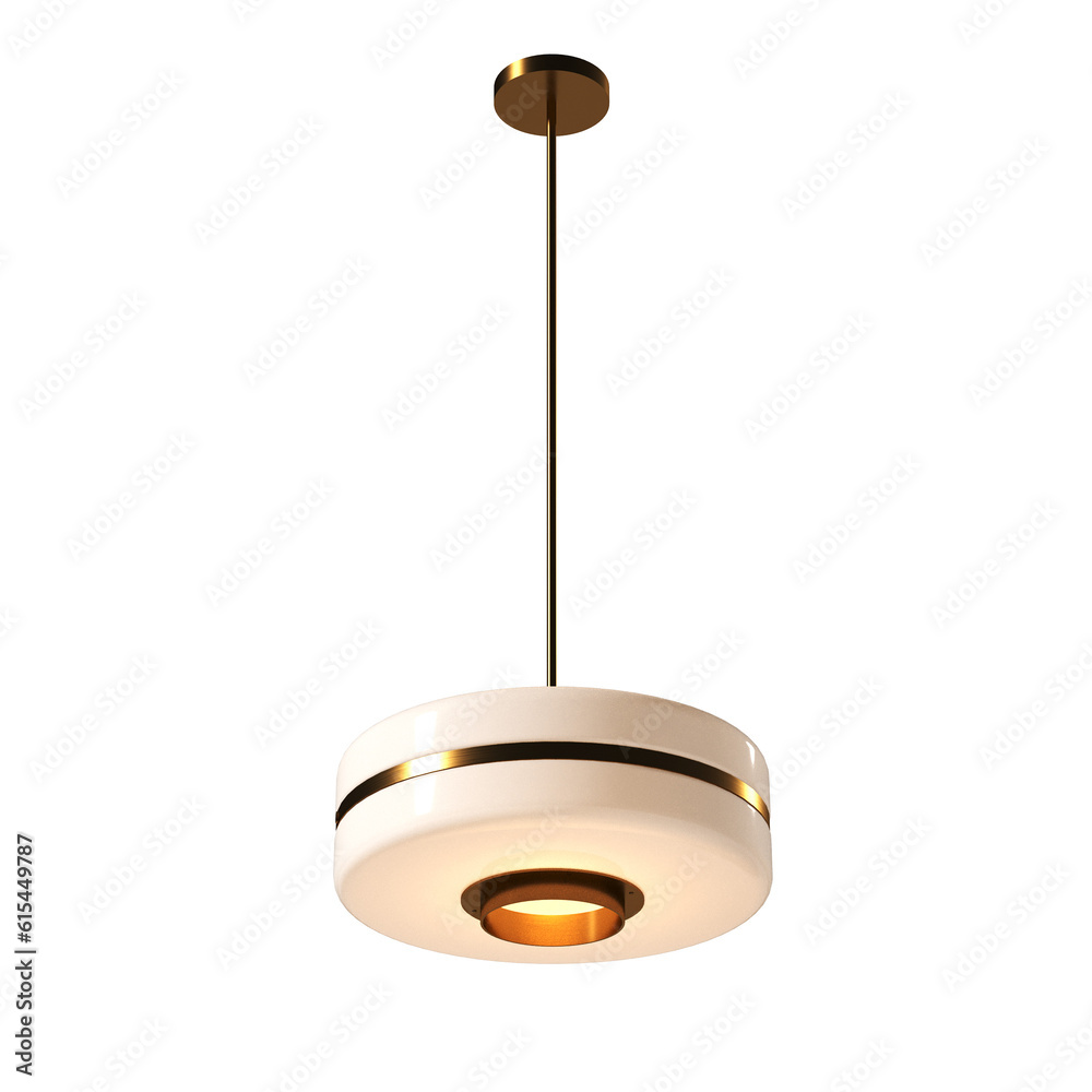 chandelier on the ceiling isolated on transparent background, hanging lamp, pendant light, 3D illustration, cg render
