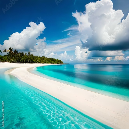 beach with blue sky and clouds background