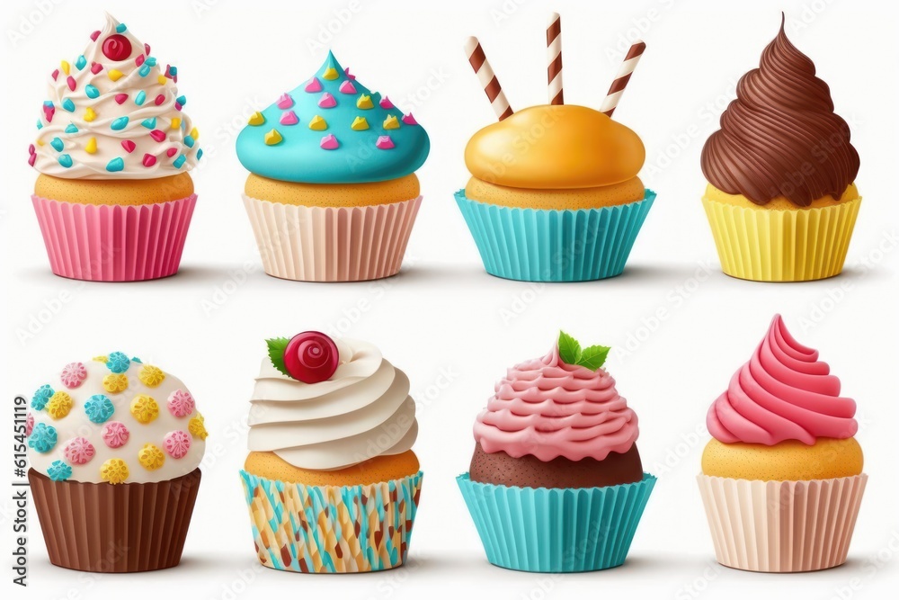 cupcakes set isolated on white background cupcakes set isolated on white background
