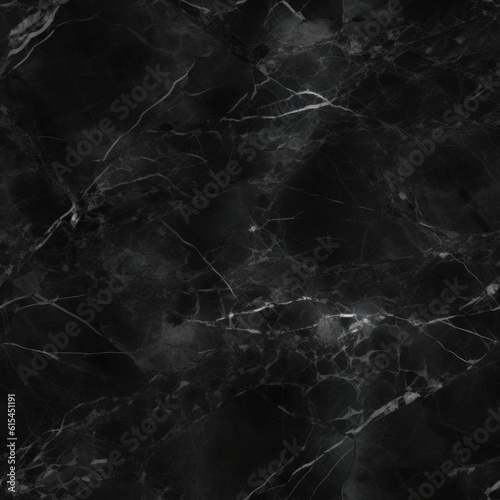 Honed black marble stone texture, subtle white vein, tileable repeatable artwork for use in visuals and graphic design, ai generative