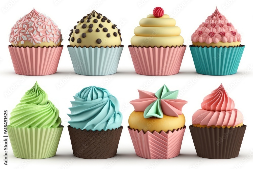 cupcakes set isolated on white background cupcakes set isolated on white background