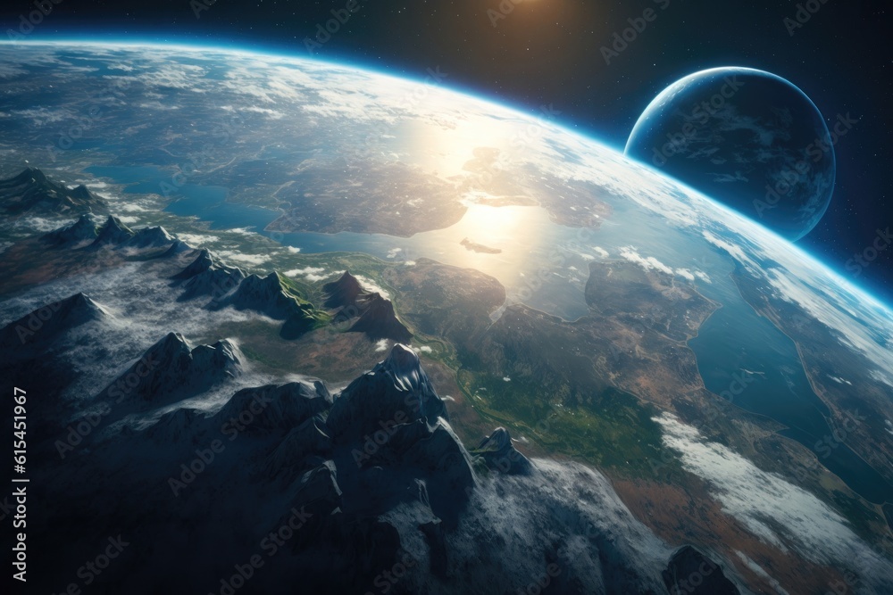 Fototapeta premium View of the planet Earth during a sunrise