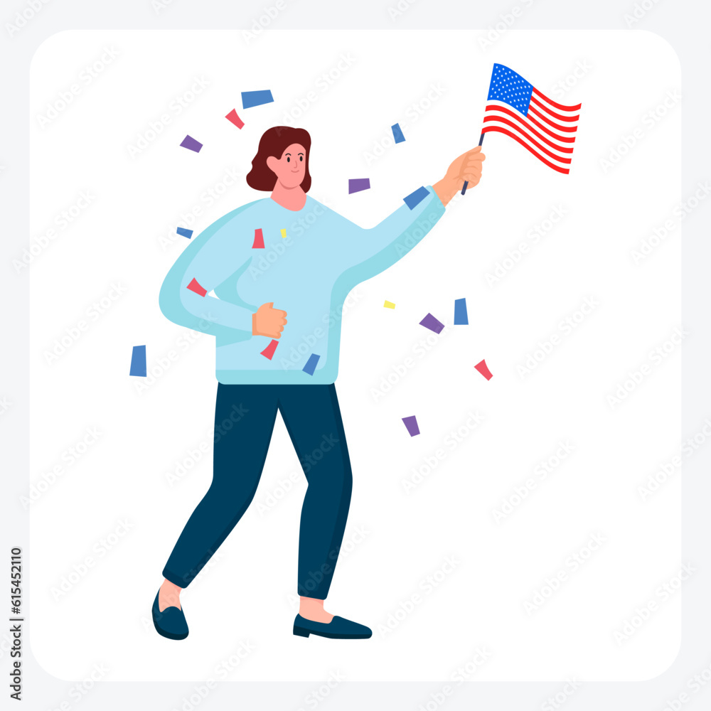 Iconic Flag in the Hands of a Patriotic Woman
Iconic Flag in the Hands of a Patriotic Woman