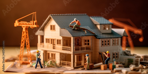 Wooden House Construction Illustration Wooden Building Construction Design AI Generated