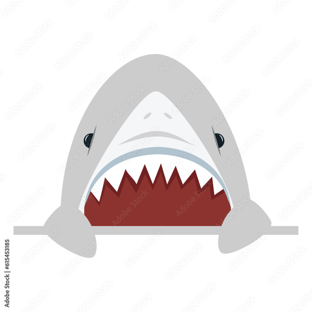 Fototapeta premium Angry shark with open mouth hold white board