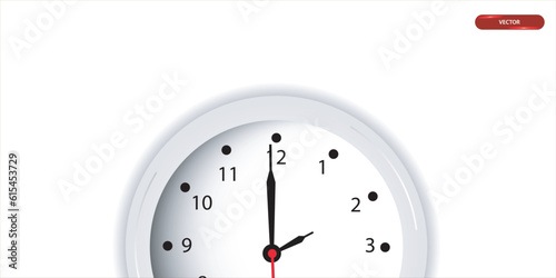 Vector wall clock with hour and second, minute hands on white background