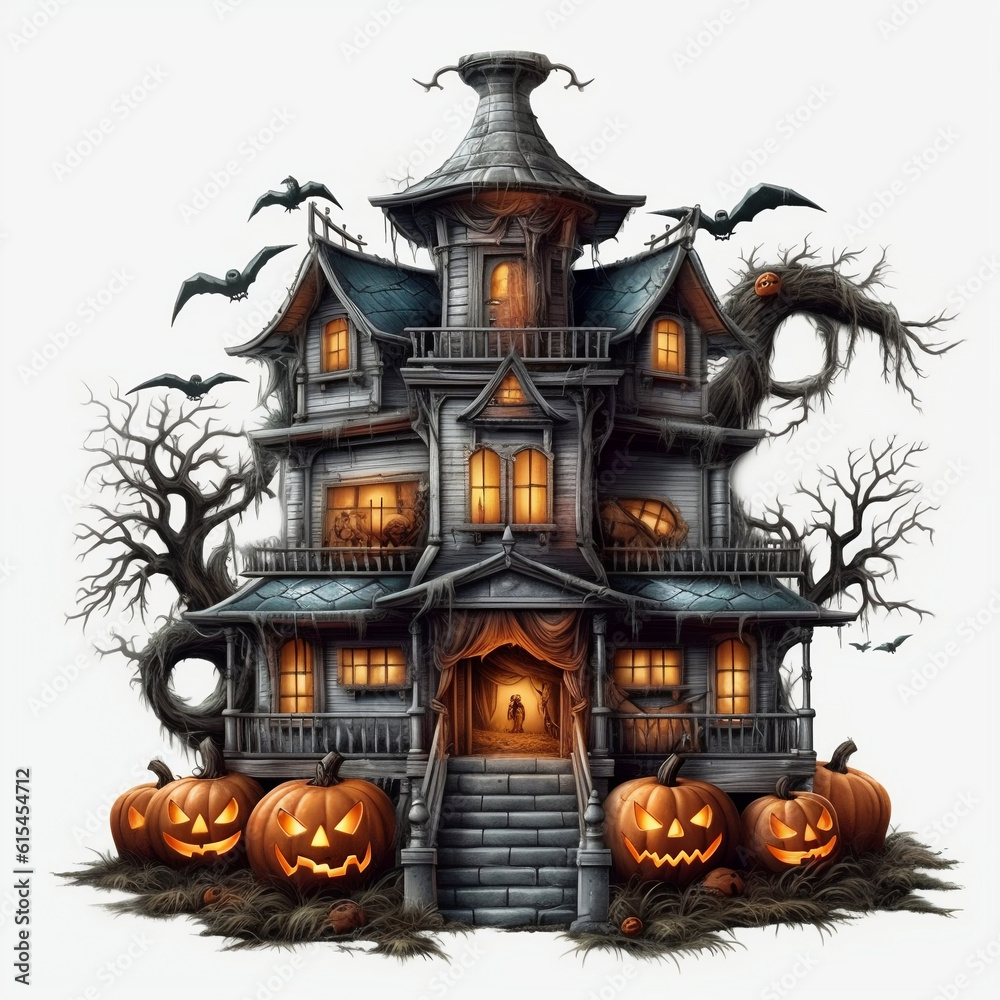 Halloween background with haunted house - illustration for Halloween Day AI Generative Halloween background with haunted house - illustration for Halloween Day AI Generative