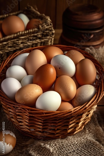 Farm Fresh Delights: Explore the Colorful World of Chicken Egg Baskets, generative ai