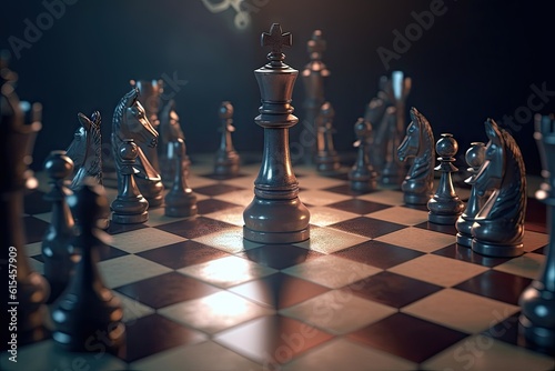 Chessboard with King, Business Concept and Leadership Challenge