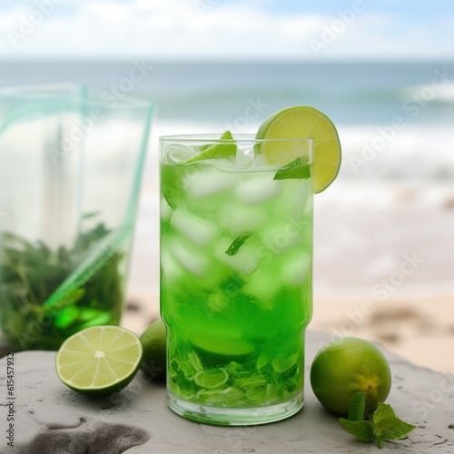 Refreshing Summer Delight: Savor the Fresh Glass of Lemonade. Generative AI.