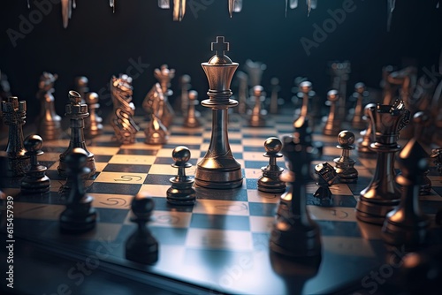 Chessboard with King, Business Concept and Leadership Challenge