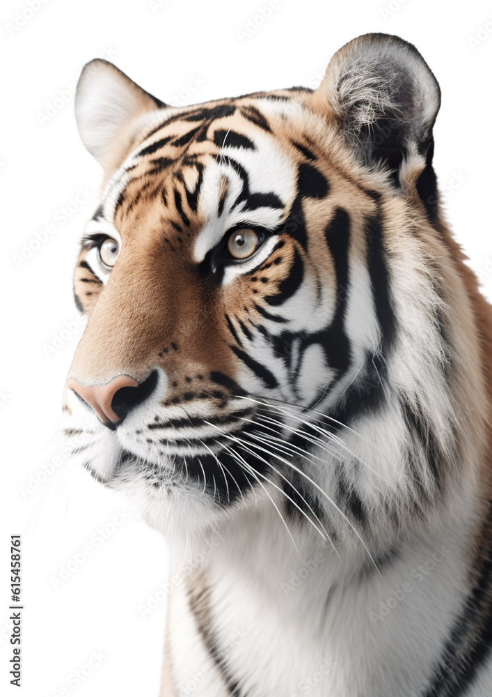 Obraz premium Majestic Minimalistic Tiger Portrait: The Elegance of the Wild. Generative AI