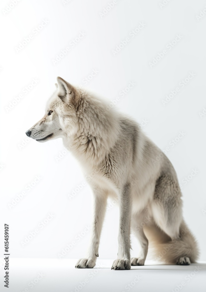 Obraz premium Majestic Studio Wolf: A Captivating Minimalistic Portrait. Generative AI