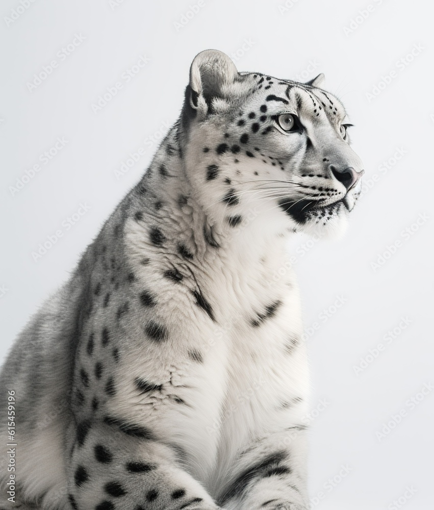 Obraz premium Graceful Snow Leopard: A Minimalistic Portrait of Wild Elegance. Generative AI