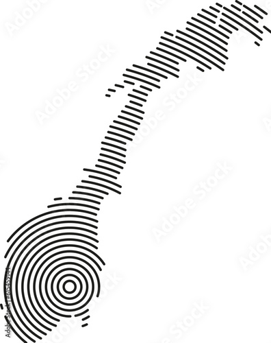 Norway, map country from futuristic concentric black circles