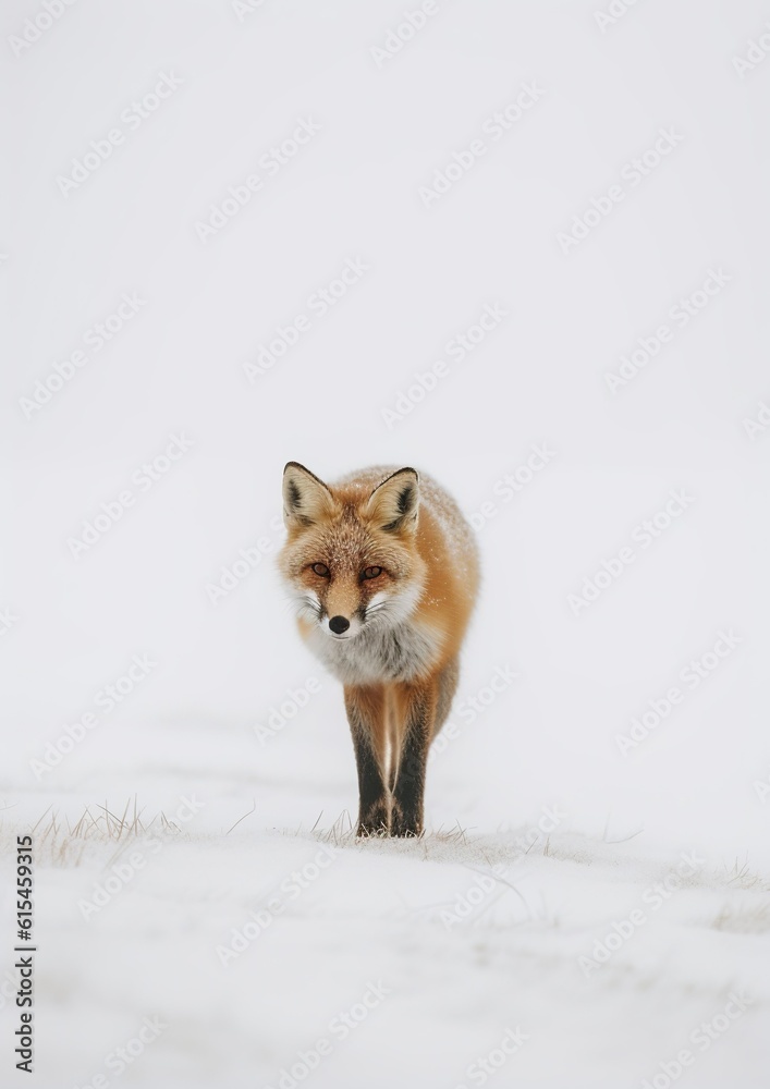 Obraz premium Mystical Beauty: Red Fox in Snowy Mist. Generative A