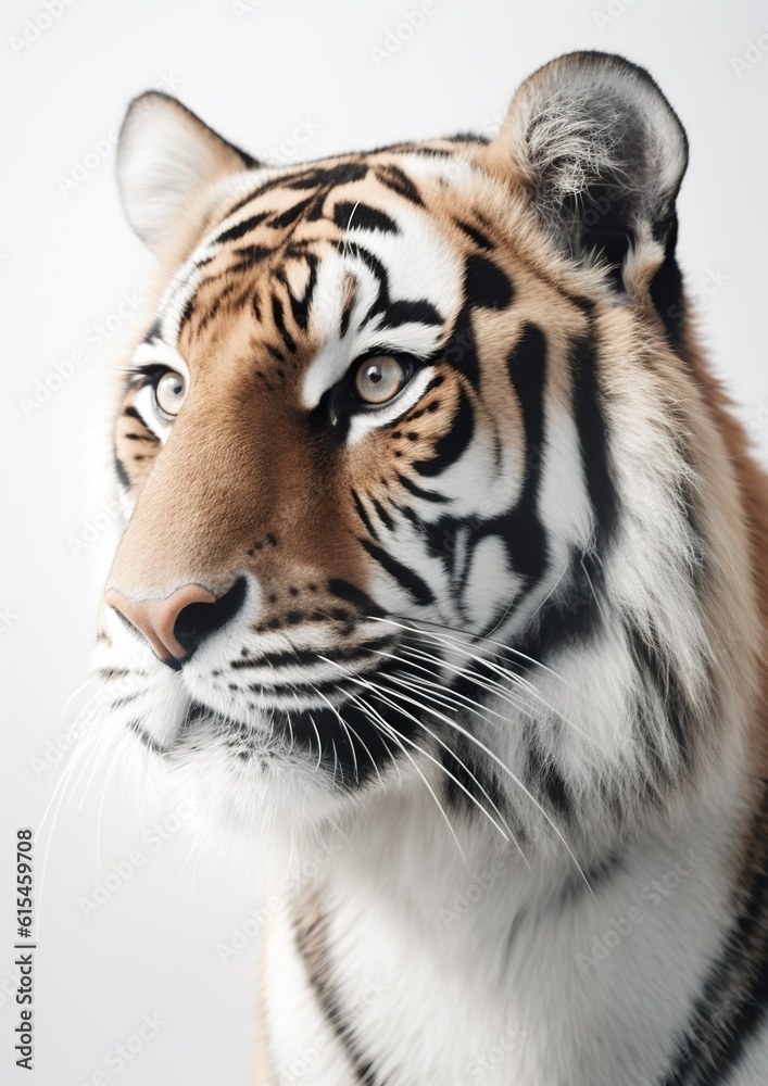 Majestic Minimalistic Tiger Portrait: The Elegance of the Wild. Generative AI Majestic Minimalistic Tiger Portrait: The Elegance of the Wild. Generative AI