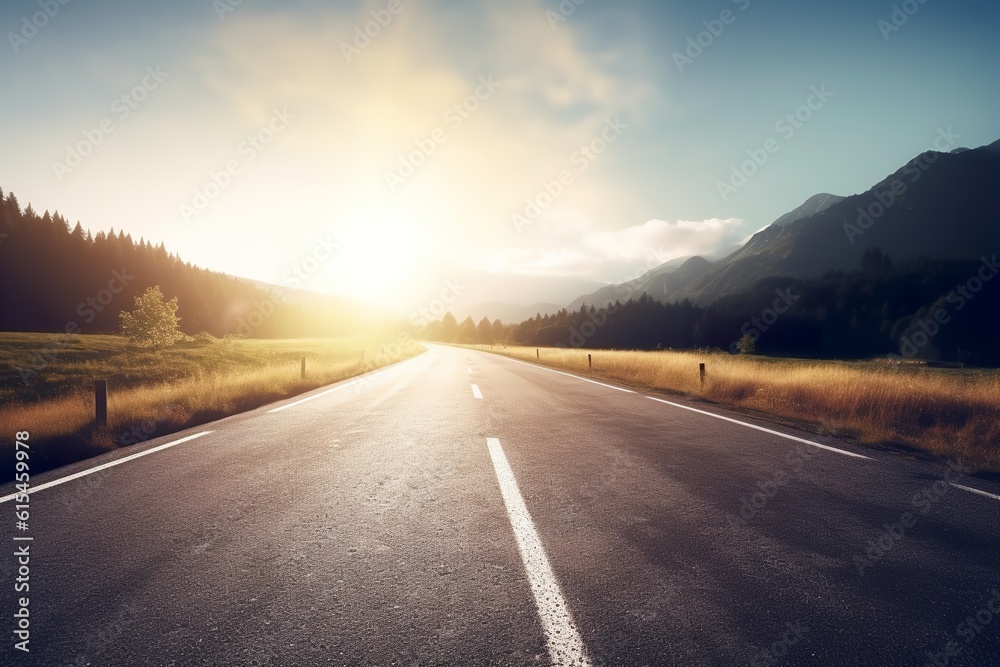 Journey through Nature's Canvas: Empty Road amidst Abstract Landscape Beauty, empty road, nature, landscape, abstract background, journey, solitude, adventure, exploration, rode trip,