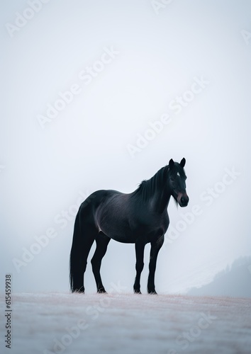 Elegant Grace: Minimalistic Portrait of a Majestic Horse. Generative AI. © DigitalGenetics