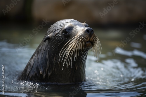 Portrait of a beautiful walrus in the water.
