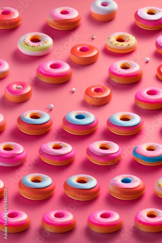 A donut on a colored background. Generative AI.	