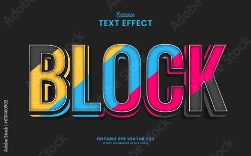 decorative color block editable text effect vector design