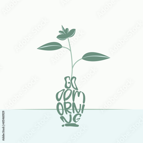 good morning in vase with green theme
